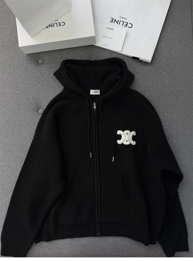 셀린느 셀린느 트리옹프 자수 리브드 울 후드 집업 가디건 레플리카 20번 이미지 - 의류 | 세미샵 레플리카 사이트