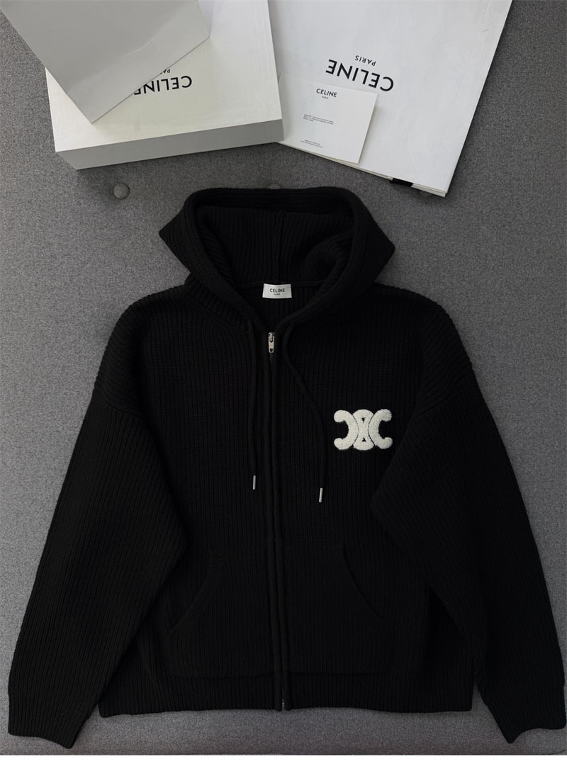 셀린느 셀린느 트리옹프 자수 리브드 울 후드 집업 가디건 레플리카 1번 이미지 - 의류 | 세미샵 레플리카 사이트