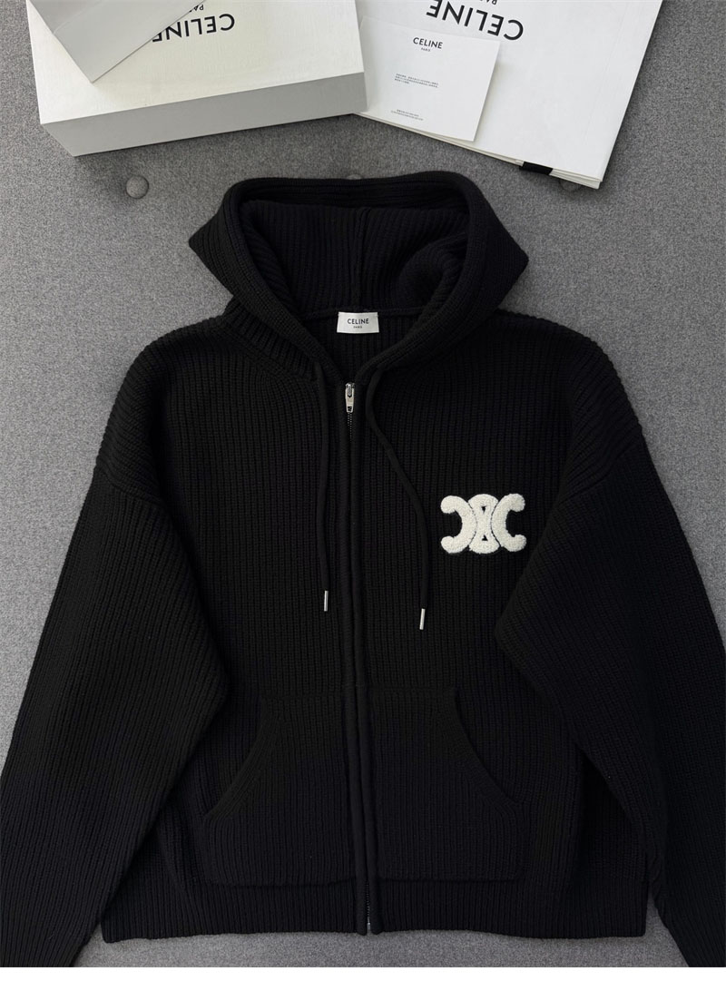 셀린느 셀린느 트리옹프 자수 리브드 울 후드 집업 가디건 레플리카 12번 이미지 - 의류 | 세미샵 레플리카 사이트