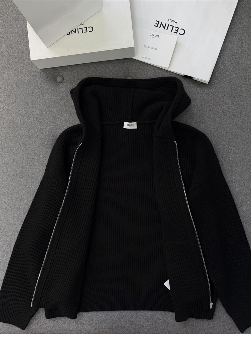 셀린느 셀린느 트리옹프 자수 리브드 울 후드 집업 가디건 레플리카 3번 이미지 - 의류 | 세미샵 레플리카 사이트