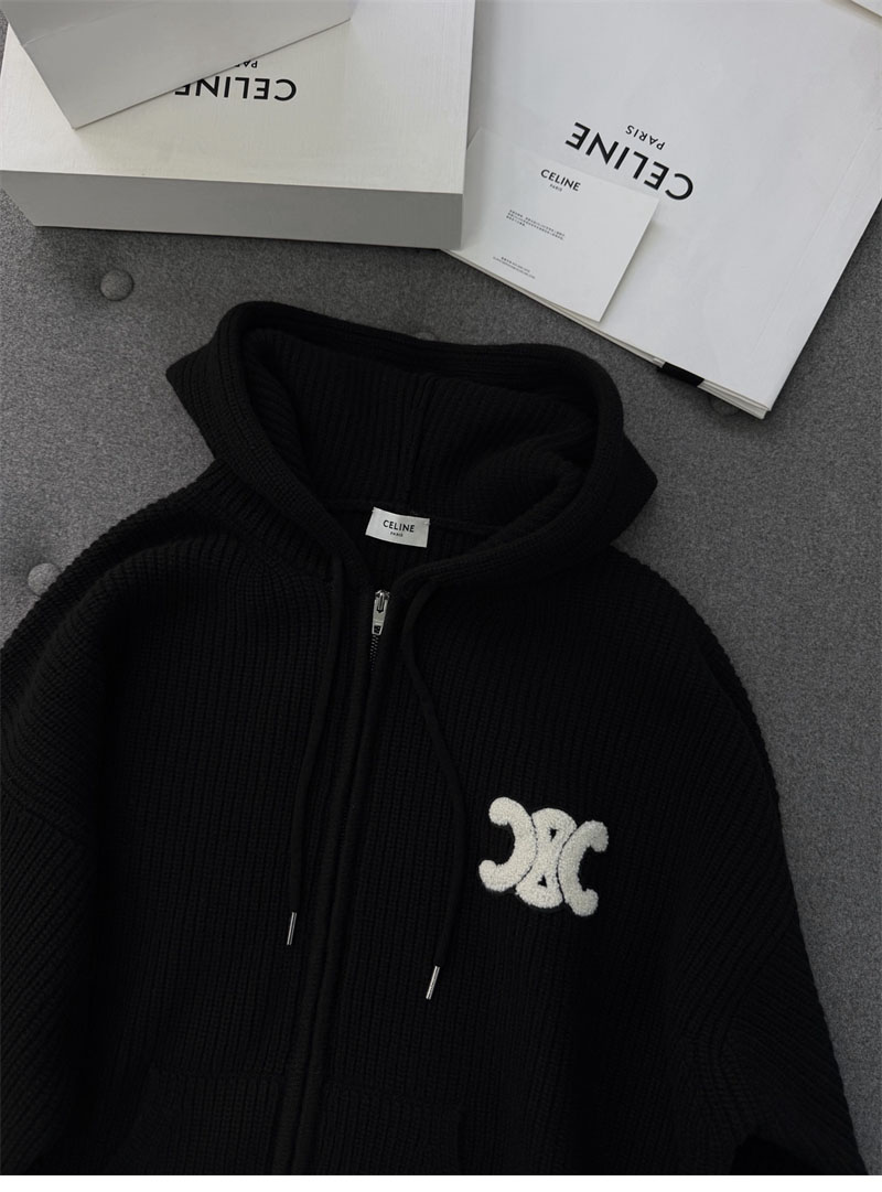 셀린느 셀린느 트리옹프 자수 리브드 울 후드 집업 가디건 레플리카 6번 이미지 - 의류 | 세미샵 레플리카 사이트