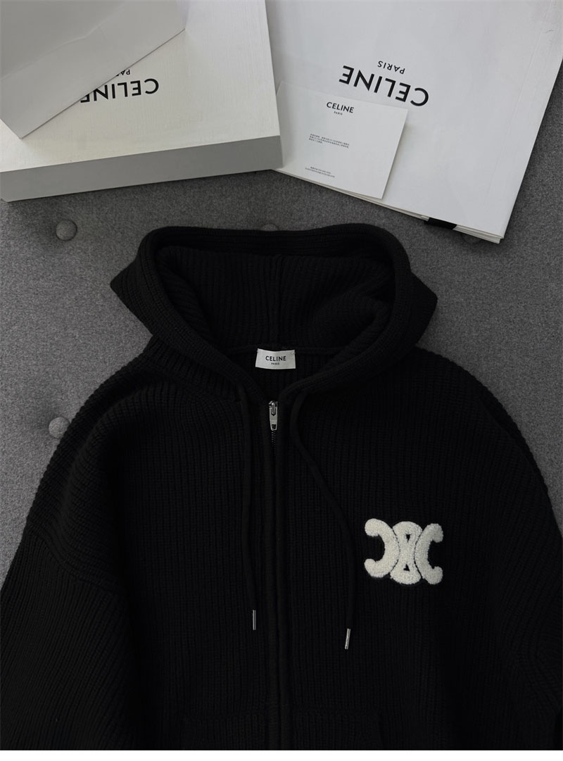 셀린느 셀린느 트리옹프 자수 리브드 울 후드 집업 가디건 레플리카 19번 이미지 - 의류 | 세미샵 레플리카 사이트