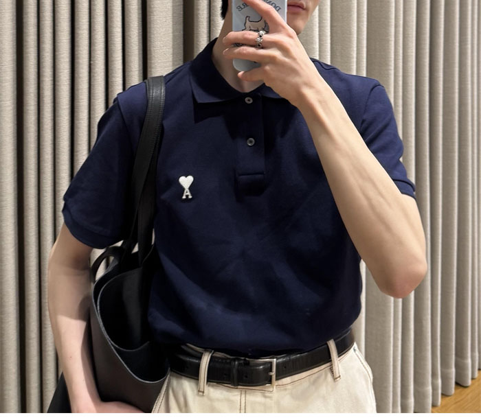 A M I 아미 드 꾀흐 화이트 하트 반소매 폴로 셔츠 레플리카 14번 이미지 - 의류 | 세미샵 레플리카 사이트