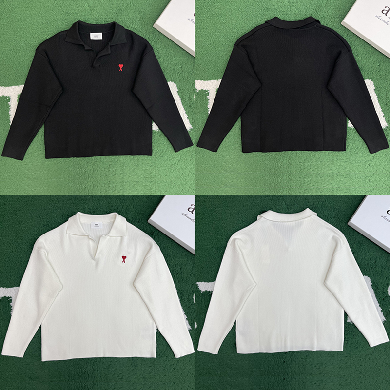 A M I 아미 하트로고 오픈카라 폴로 니트 레플리카 1번 이미지 - 의류 | 세미샵 레플리카 사이트