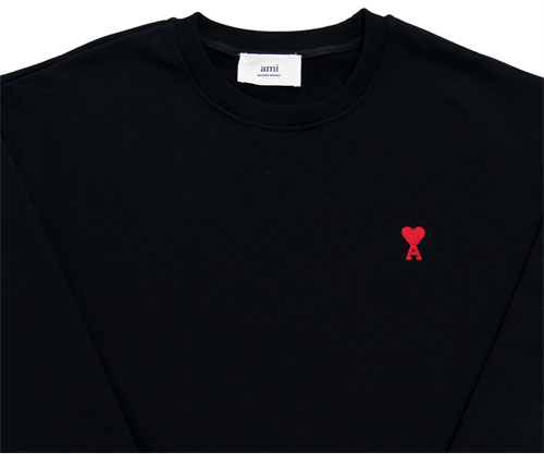 A M I 아미 24FW 스몰 하트 로고 맨투맨 블랙 레플리카 4번 이미지 - 의류 | 세미샵 레플리카 사이트