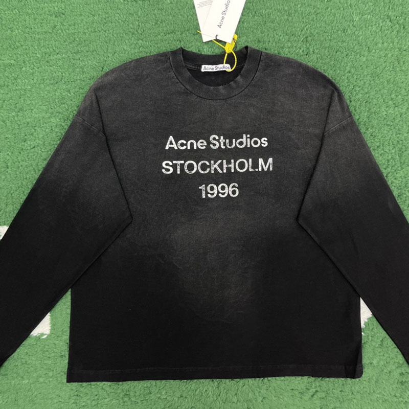 Acne Studios 아크네 로고 프린트 디스트레스드 긴팔 티셔츠 2컬러 레플리카 1번 이미지 - 의류 | 세미샵 레플리카 사이트