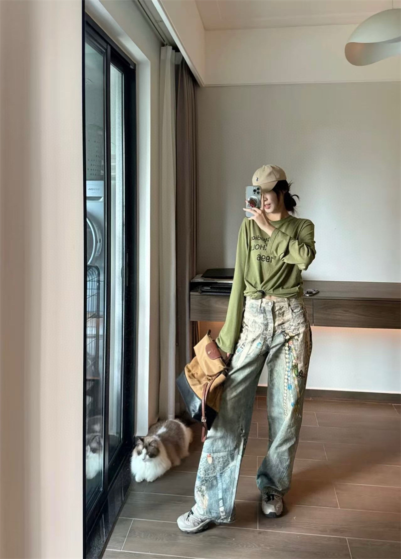 Acne Studios 아크네 스택 벨트 프린트 1981 배기 데님 진 레플리카 4번 이미지 - 의류 | 세미샵 레플리카 사이트