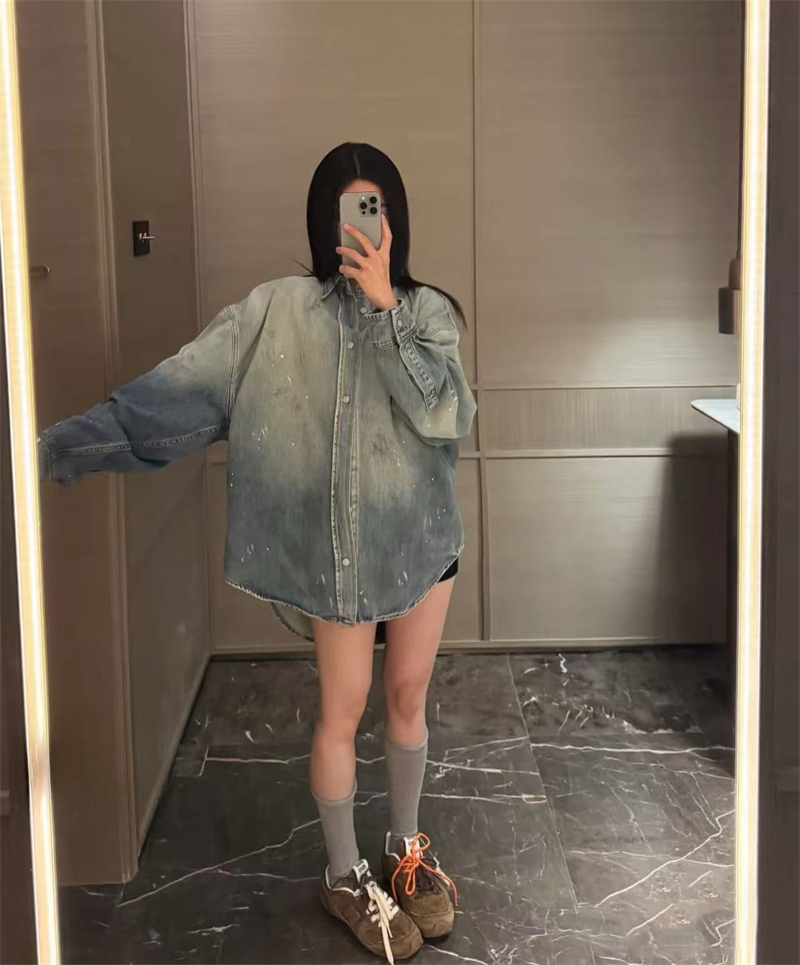 Acne Studios 아크네 페인트 워싱 데님 셔츠 레플리카 4번 이미지 - 의류 | 세미샵 레플리카 사이트