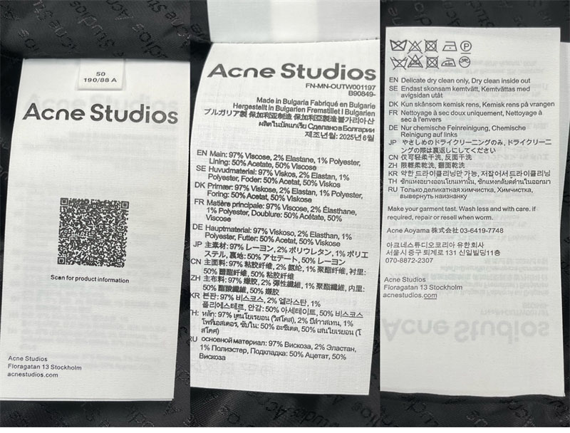 Acne Studios 아크네 핀 스트라이프 하이넥 시즌 보우 자수 릴랙스핏 자켓 레플리카 13번 이미지 - 의류 | 세미샵 레플리카 사이트