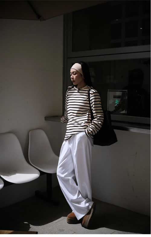 Jil Sander 질샌더 투톤 스트라이프 긴팔 티셔츠 레플리카 3번 이미지 - 의류 | 세미샵 레플리카 사이트