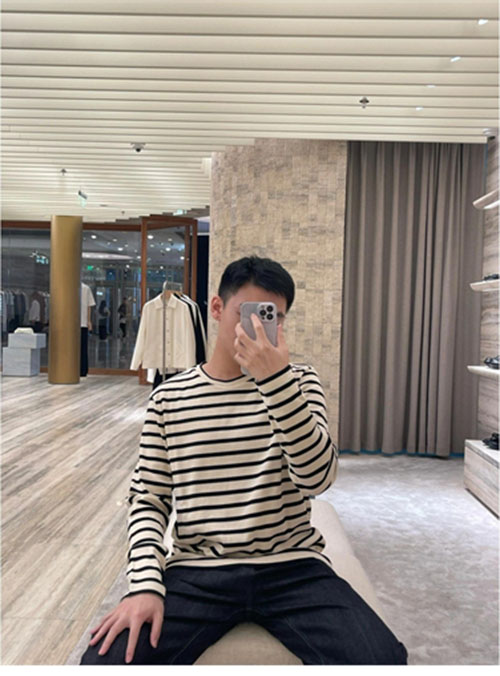 Jil Sander 질샌더 투톤 스트라이프 긴팔 티셔츠 레플리카 4번 이미지 - 의류 | 세미샵 레플리카 사이트