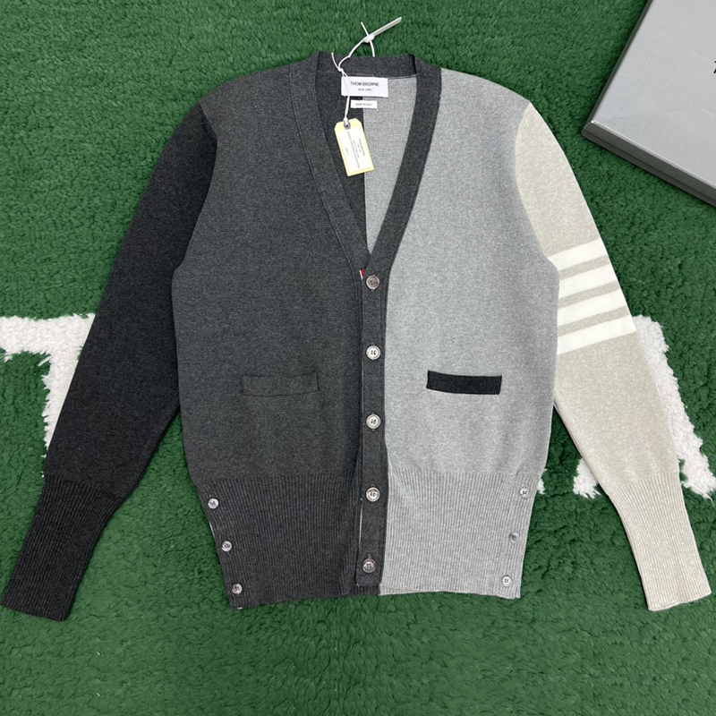 Thom Browne 톰브라운 배색 그레이 사선완장 4-Bar 가디건 레플리카 1번 이미지 - 의류 | 세미샵 레플리카 사이트