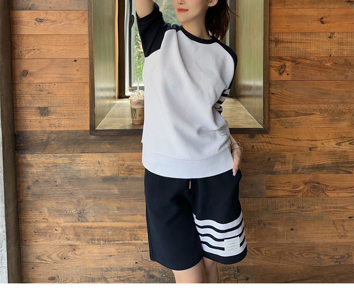 Thom Browne 톰브라운 사선완장 와플 반팔 폴로 셔츠&스웨트 반바지 레플리카 4번 이미지 - 의류 | 세미샵 레플리카 사이트