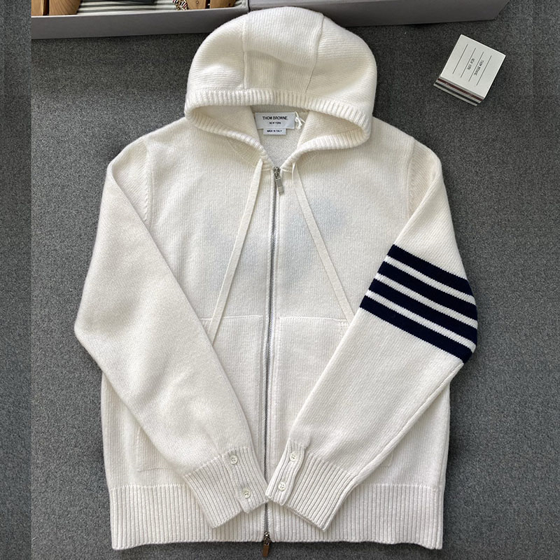 Thom Browne 톰브라운 사선완장 4-Bar 클래식 울 후드 집업 레플리카 1번 이미지 - 의류 | 세미샵 레플리카 사이트
