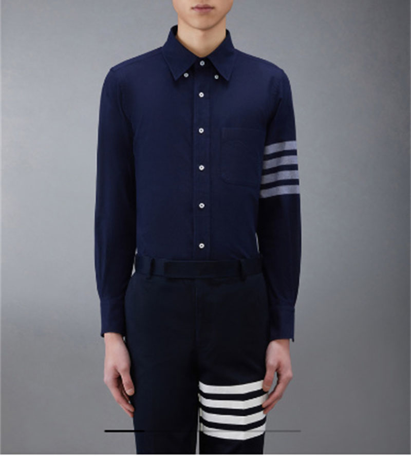 Thom Browne 톰브라운 솔리드 플란넬 셔팅 사선완장 4-Bar 네임택 스트레이트 셔츠 레플리카 2번 이미지 - 의류 | 세미샵 레플리카 사이트