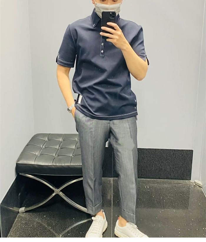 Thom Browne 톰브라운 울 테크 콘트라스트 스티치 폴로 셔츠 레플리카 5번 이미지 - 의류 | 세미샵 레플리카 사이트