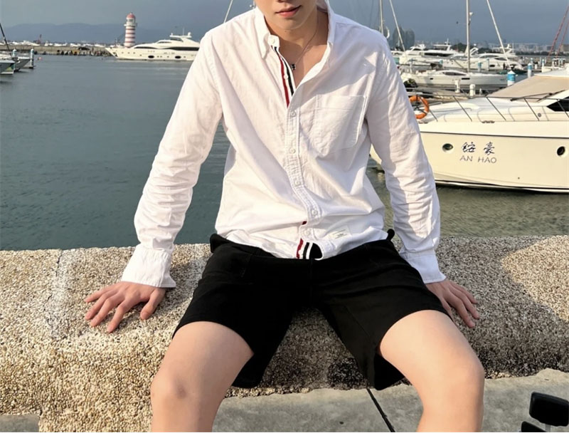 Thom Browne 톰브라운 포플린 히든 삼선 클래식 셔츠 레플리카 4번 이미지 - 의류 | 세미샵 레플리카 사이트