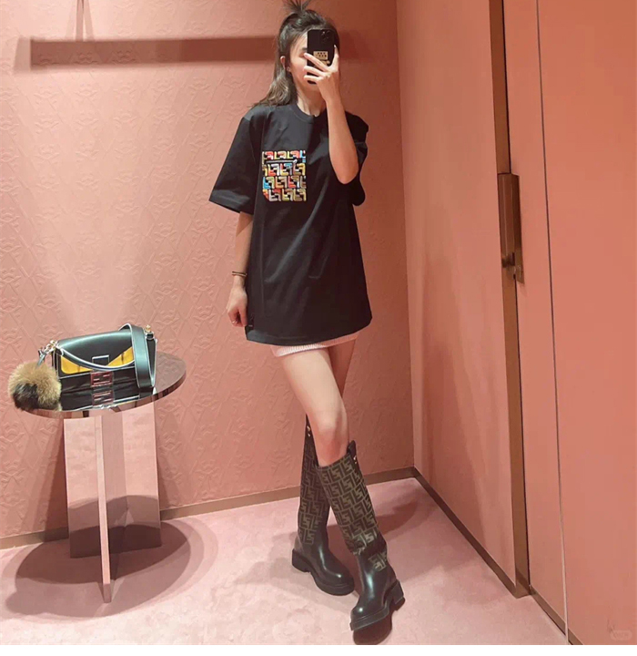 Fendi 펜디 컬러블록 FF 크루넥 반팔 티셔츠 레플리카 3번 이미지 - 의류 | 세미샵 레플리카 사이트