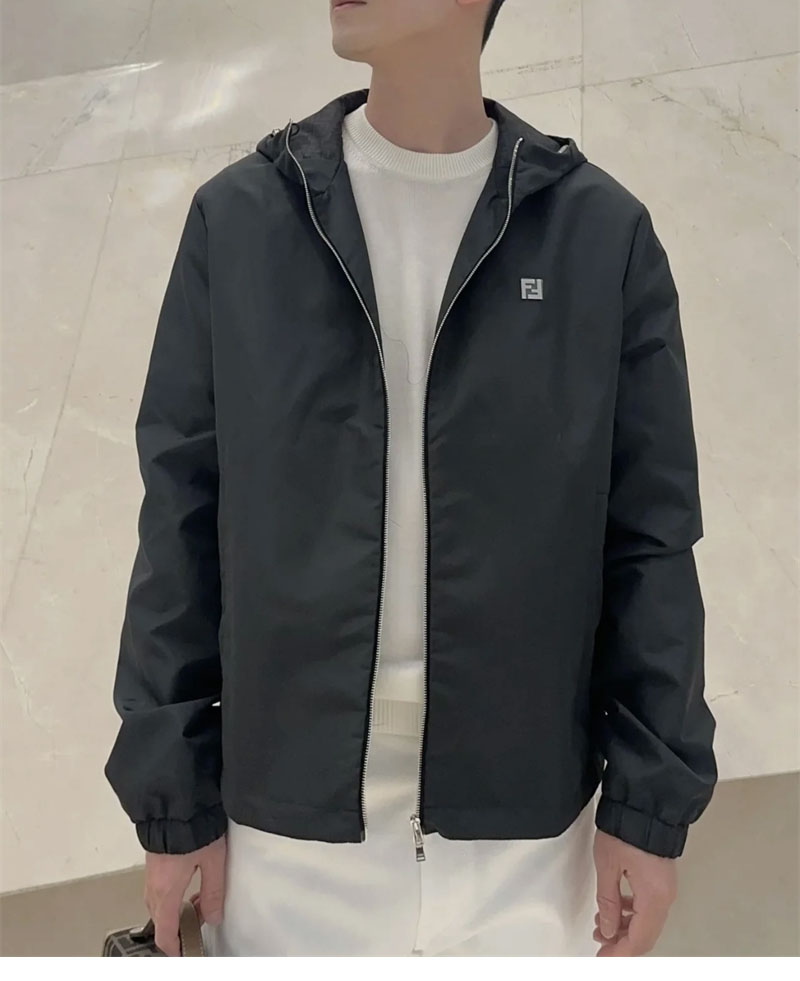 Fendi 펜디 FF 로고 메탈 테크니컬 패브릭 블루종 자켓 레플리카 3번 이미지 - 의류 | 세미샵 레플리카 사이트