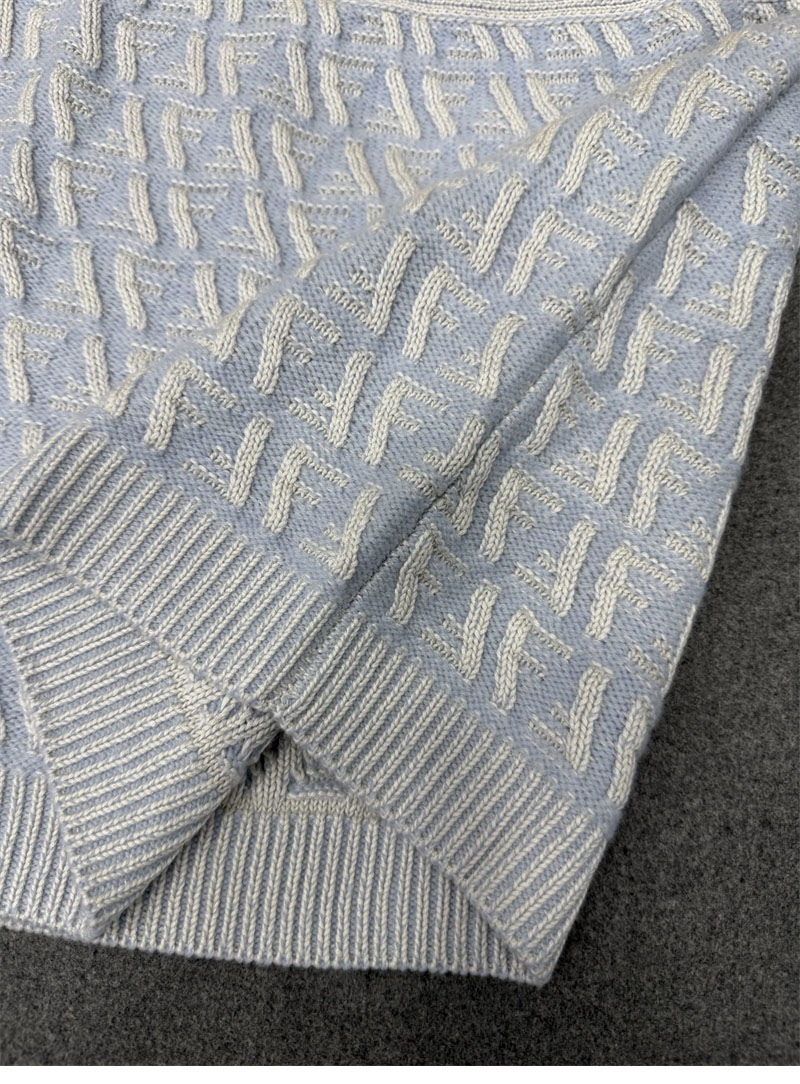 Fendi 펜디 FF 로고 인타르시아 니트 크롭 가디건 & 미니 스커트 파우더 블루 레플리카 21번 이미지 - 의류 | 세미샵 레플리카 사이트