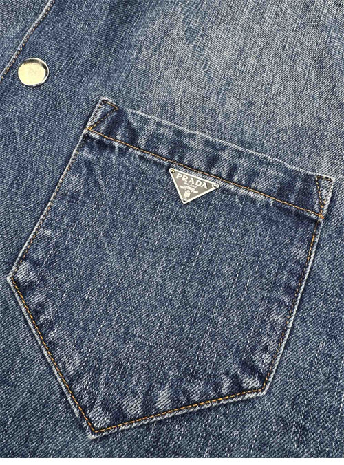 P R A D A 프라다 트라이앵글 로고 데님 셔츠 레플리카 9번 이미지 - 의류 | 세미샵 레플리카 사이트