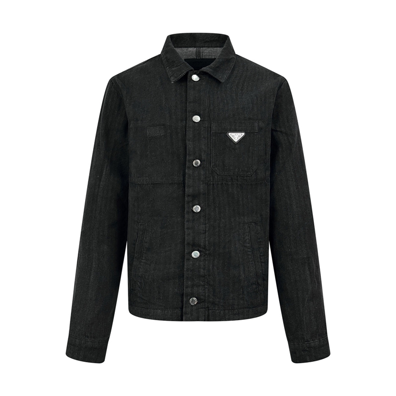 P R A D A 프라다 트라이앵글 로고 쉐브론 데님 블루종 자켓 레플리카 1번 이미지 - 의류 | 세미샵 레플리카 사이트