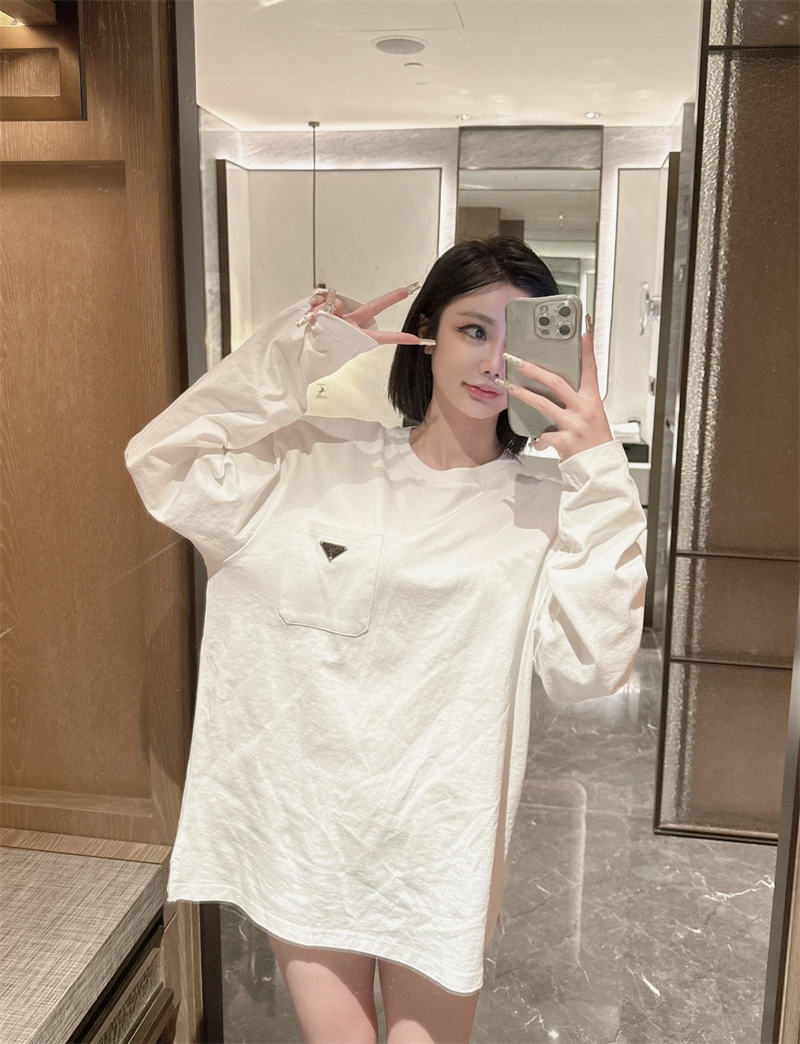 P R A D A 프라다 트라이앵글 로고 저지 긴팔 티셔츠 레플리카 5번 이미지 - 의류 | 세미샵 레플리카 사이트