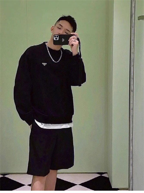 P R A D A 프라다 트라이앵글 로고 테크니컬 코튼 스웨트셔츠 맨투맨 레플리카 11번 이미지 - 의류 | 세미샵 레플리카 사이트