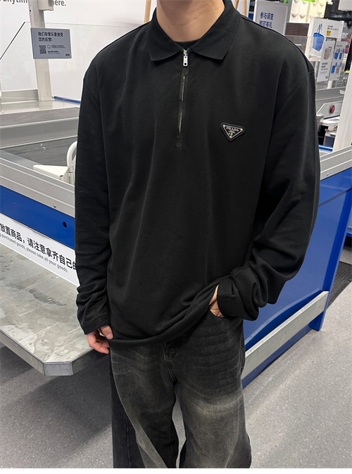 P R A D A 프라다 트라이앵글 로고 피케 폴로 저지 긴팔 티셔츠 레플리카 3번 이미지 - 의류 | 세미샵 레플리카 사이트