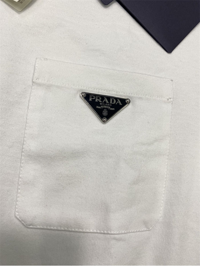 P R A D A 프라다 포켓 트라이앵글 반팔 티셔츠 화이트 레플리카 10번 이미지 - 의류 | 세미샵 레플리카 사이트