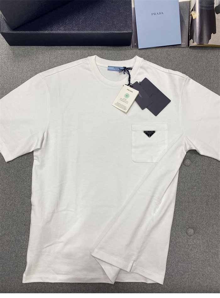 P R A D A 프라다 포켓 트라이앵글 반팔 티셔츠 화이트 레플리카 11번 이미지 - 의류 | 세미샵 레플리카 사이트