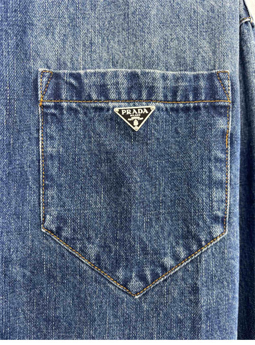 P R A D A 프라다 24SS 트라이앵글 로고 포켓 워싱 데님 셔츠 레플리카 7번 이미지 - 의류 | 세미샵 레플리카 사이트