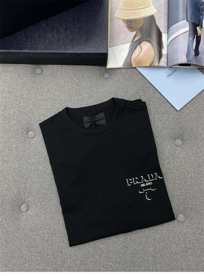 P R A D A 프라다 3D 로고 리브 니트 오버사이즈 코튼 티셔츠 레플리카 5번 이미지 - 의류 | 세미샵 레플리카 사이트