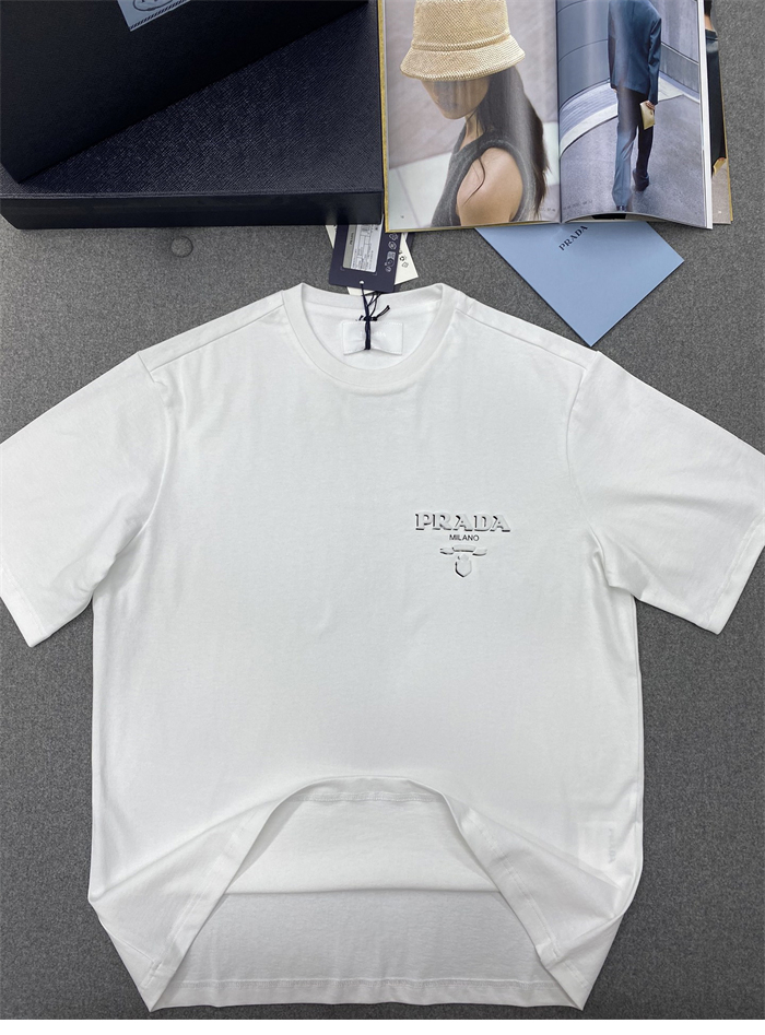 P R A D A 프라다 3D 로고 리브 니트 오버사이즈 코튼 티셔츠 레플리카 16번 이미지 - 의류 | 세미샵 레플리카 사이트
