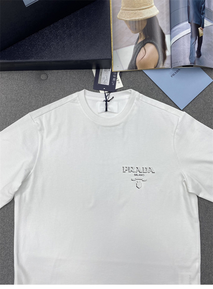P R A D A 프라다 3D 로고 리브 니트 오버사이즈 코튼 티셔츠 레플리카 17번 이미지 - 의류 | 세미샵 레플리카 사이트