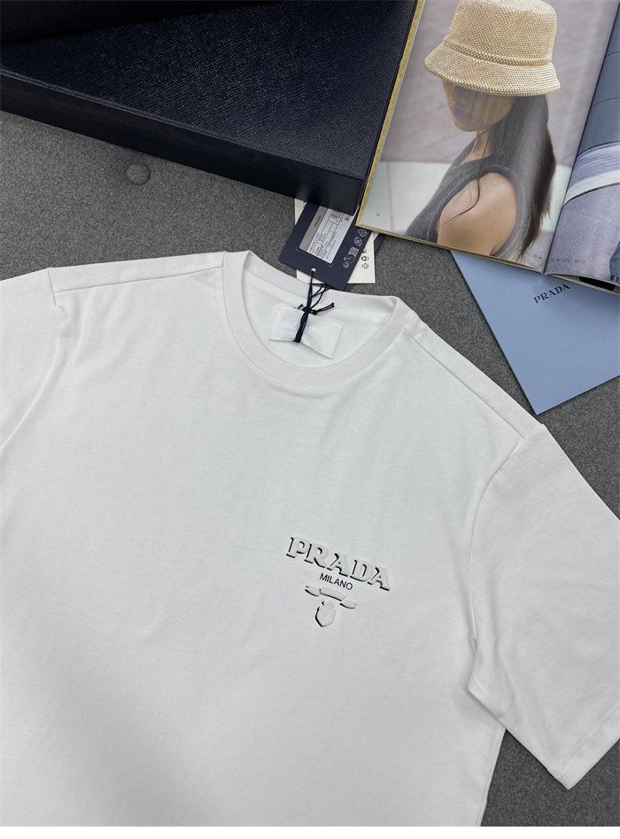 P R A D A 프라다 3D 로고 리브 니트 오버사이즈 코튼 티셔츠 레플리카 18번 이미지 - 의류 | 세미샵 레플리카 사이트