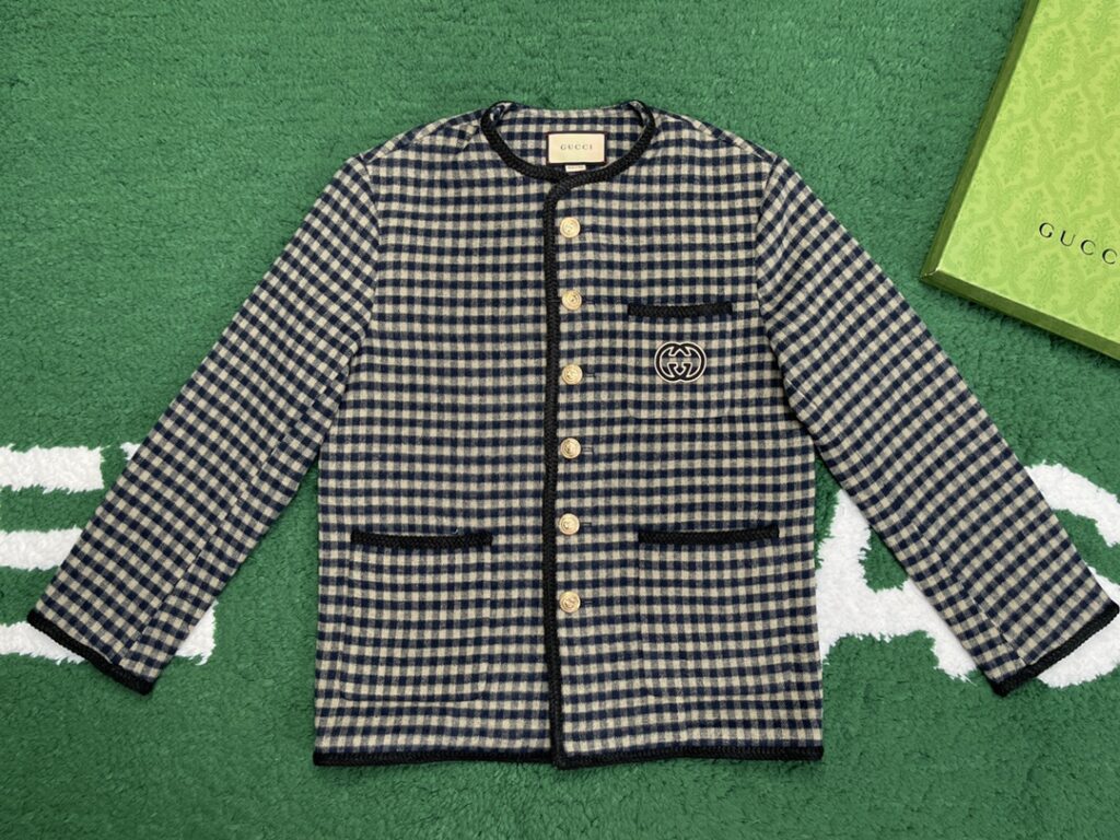 Gucci 24SS구찌 인터로킹 G 울 깅엄 체크 재킷 블랙 레플리카 3번 이미지 - 의류 | 세미샵 레플리카 사이트