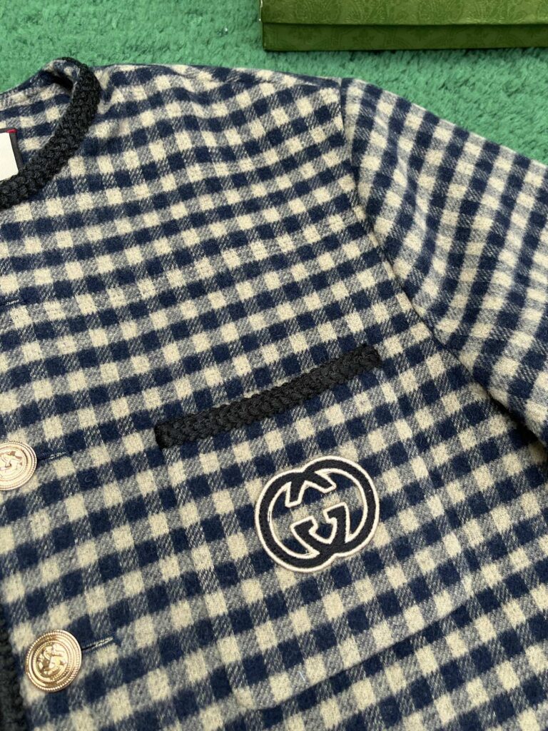 Gucci 24SS구찌 인터로킹 G 울 깅엄 체크 재킷 블랙 레플리카 10번 이미지 - 의류 | 세미샵 레플리카 사이트