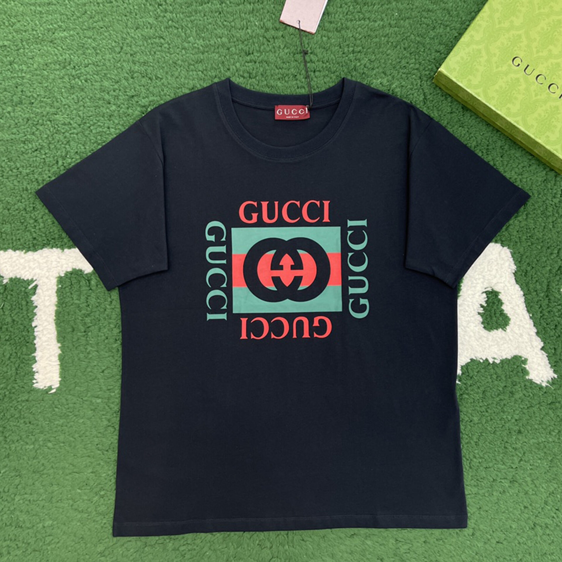 구찌 24SS 리도 컬렉션 스퀘어 더블 G 프린트 코튼 저지 반팔 티셔츠 “3COLOR”