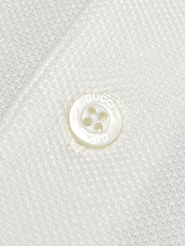 구찌 24SS 화이트 로고 코튼 블렌드 PK 폴로 반팔 티셔츠 화이트 - 상세 이미지