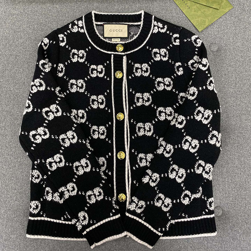 Gucci 구찌 GG 울 부클레 자카드 크루넥 가디건 레플리카 1번 이미지 - 의류 | 세미샵 레플리카 사이트