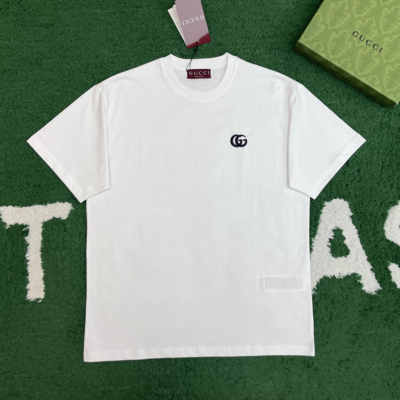 구찌 GG 자수 코튼 저지 반팔 티셔츠