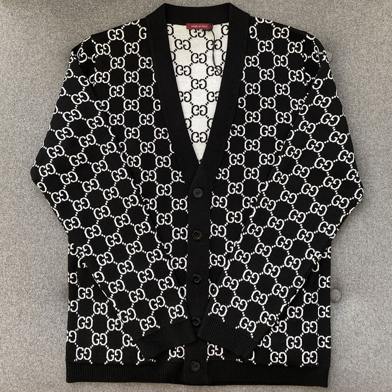 구찌 GG 자카드 V넥 울 가디건