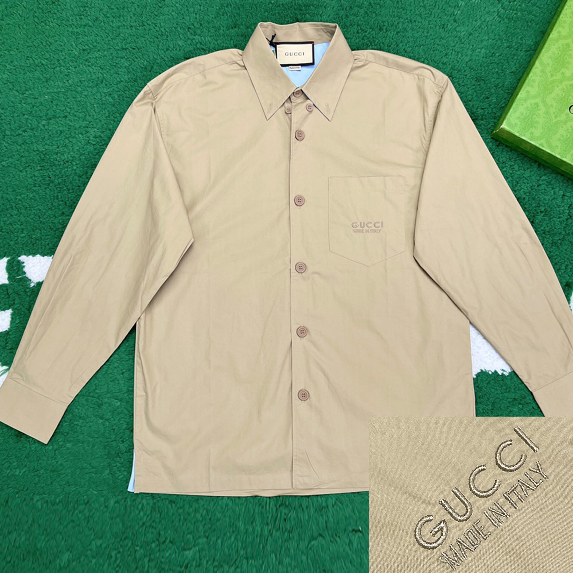 Gucci 구찌 MADE IN ITALY 자수 헤비 코튼 포플린 셔츠 레플리카 1번 이미지 - 의류 | 세미샵 레플리카 사이트
