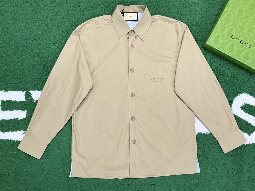 Gucci 구찌 MADE IN ITALY 자수 헤비 코튼 포플린 셔츠 레플리카 5번 이미지 - 의류 | 세미샵 레플리카 사이트