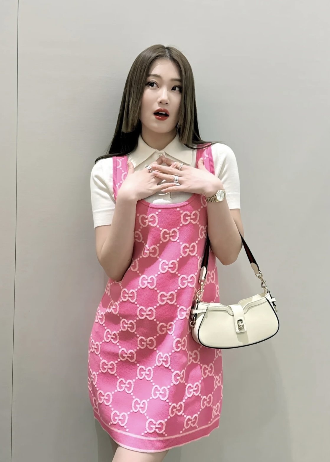 구찌 리도 프리폴 컬렉션 GG 코튼 자카드 슬리브리스 원피스 - 상세 이미지
