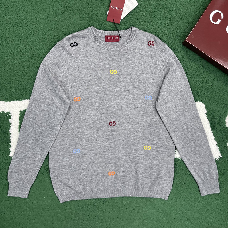 구찌 멀티컬러 GG 인타르시아 파인 캐시미어 스웨터