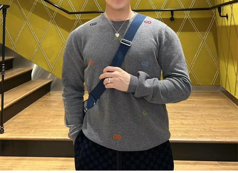 구찌 멀티컬러 GG 인타르시아 파인 캐시미어 스웨터 (레어) - 상세 이미지