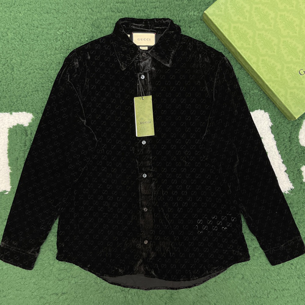 구찌 블랙 벨벳 오버사이즈 gg 셔츠