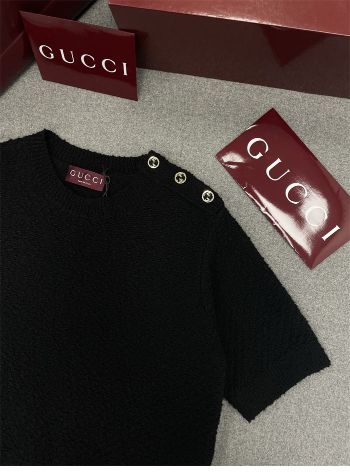 Gucci 구찌 울 부클레 인터로킹 G 버튼 반팔 니트 스웨터 레플리카 9번 이미지 - 의류 | 세미샵 레플리카 사이트